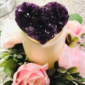 Large Raw Amethyst Crystal Heart